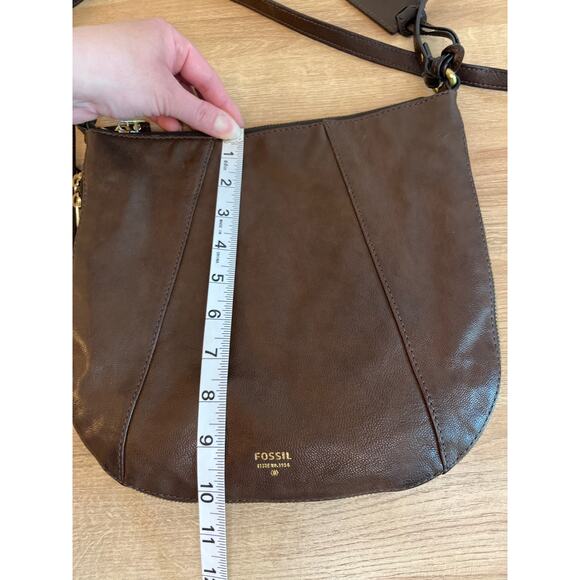 Fossil Leather and Suede Expandable Crossbody Purse Brown Adjustable Strap - Picture 7 of 9